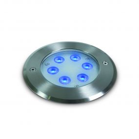 ONE Light LED Underwater Range - onderwater LED-spot - Ø 150 mm, Ø 140 mm inbouwmaat - 6W dimbare LED incl. - IP68 - geborsteld messing - blauwe lichtkleur