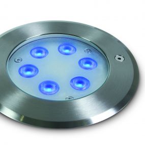ONE Light LED Underwater Range - onderwater LED-spot - Ø 150 mm, Ø 140 mm inbouwmaat - 6W dimbare LED incl. - IP68 - geborsteld messing - blauwe lichtkleur