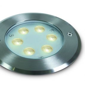 ONE Light LED Underwater Range - onderwater LED-spot - Ø 150 mm, Ø 140 mm inbouwmaat - 6W dimbare LED incl. - IP68 - geborsteld messing - warm witte lichtkleur