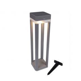 Lutec Table Cube - verstelbare tuinpaal op zonne-energie - 12 x 12 x 45 cm - 3 stappen dimmer - 1W LED incl. - IP44 - zilver grijs