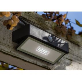 Lutec Arrow - buiten wandlamp met sensor op zonne-energie - 17 x 7 x 11 cm - 2,3W LED incl. - IP44 - donkergrijs