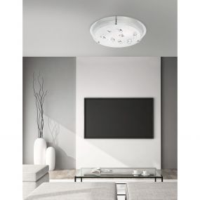 Nova Luce Vedere - plafondverlichting - Ø 31,5 x 6 cm - wit en chroom (laatste stuks!)