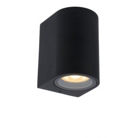Lucide Zaro Round - buiten wandlamp - 7,8 x 6,8 x 10 cm - IP44 - zwart