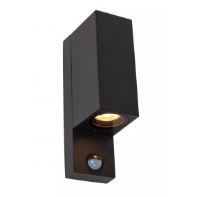 Lucide Zaro - buiten wandlamp met sensor - 7 x 10,4 x 23 cm - IP65 - zwart