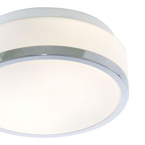 Searchlight Discs - plafondlamp badkamer - Ø 23 x 9,5 cm - IP44 - opaal en chroom