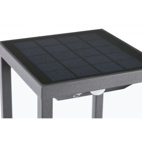 Faro Saura - tuinpaal op zonne-energie met bewegingsmelder - 14 x 11,5 x 50 cm - 2W LED incl. - IP54 - donkergrijs