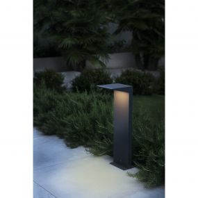Faro Soleil - tuinpaal op zonne-energie met bewegingsmelder - 16,5 x 14 x 51 cm - 2W LED incl. - IP54 - donkergrijs