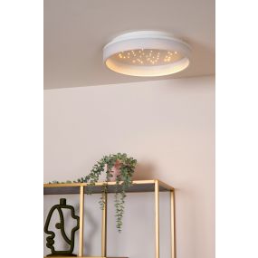 Lucide Estreja - plafondlamp - Ø 40 x 9 cm - 40W + 10W LED met dimfunctie incl. - wit