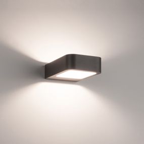 Nova Luce Acqua - buiten wandverlichting - 12 x 18 x 5 cm - 6W LED incl. - IP54 - donkergrijs (stockopruiming!)