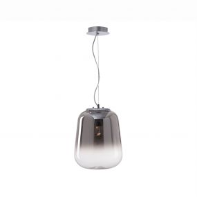 Nova Luce Oliverio - hanglamp - Ø 33 x 120 cm - gerookt glas en chroom
