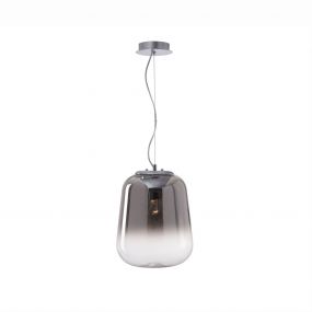 Nova Luce Oliverio - hanglamp - Ø 25 x 120 cm - gerookt glas en chroom