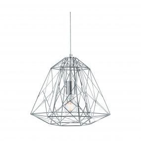 Searchlight Geometric Cage - hanglamp - Ø 39 x 150 cm - chroom