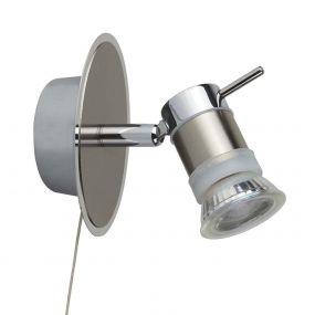 Searchlight Aries - wandverlichting met trekschakelaar - 7 x 13 cm - IP44 - chroom