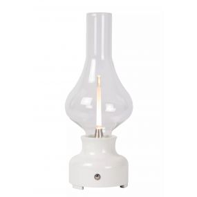 Lucide Jason - Oplaadbare Tafellamp - Ø 12 x 30 cm - 2W dimbare LED incl. - 3 steps dim - wit