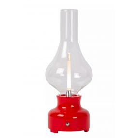 Lucide Jason - Oplaadbare Tafellamp - Ø 12 x 30 cm - 2W dimbare LED incl. - 3 steps dim - rood