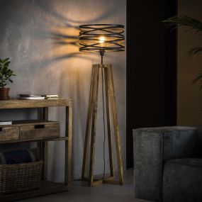Vico Twisted Wood - staanlamp - 141 cm - leigrijs