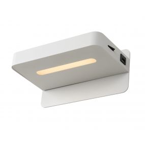 Lucide Atkin - bedlamp met USB-poort - 25 x 14 x 11,5 cm - 5W LED incl. - wit