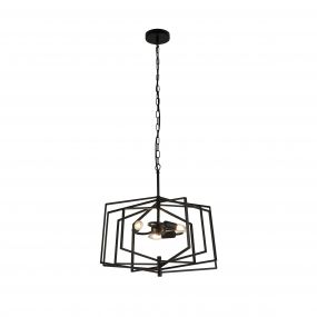 Searchlight Slinky - hanglamp - 50 x 50 x 102 cm - mat zwart
