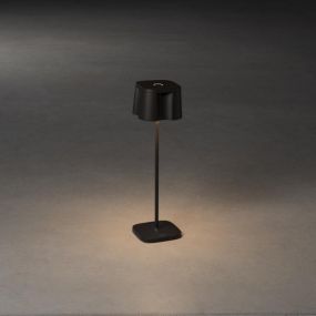 Konstsmide Nice - draadloze buiten tafellamp met laadstation - 10 x 10 x 36 cm - 2,2W dimbare LED incl. - IP54 - mat zwart