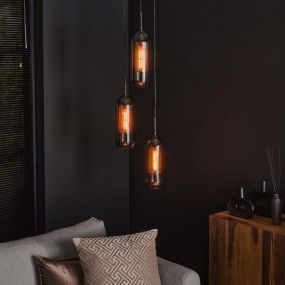 Vico Lantern 3L - hanglamp - Ø 35 x 180 cm - artic zwart