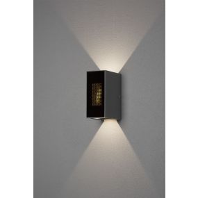 Konstsmide Cremona - wandverlichting met 2 regelbare lichtbundels en vlameffect - 13,5 x 17 x 8 cm - 6W LED incl. - IP54 - antraciet