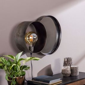 Vico Charger - wandverlichting met spiegel - 70 x 14 x 41 cm - oud zilver