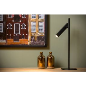 Lucide Philon - tafellamp - Ø 13 x 42 cm - 4,5W dimbare LED incl. - zwart