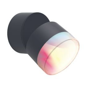 Lutec Dropsi - buiten wandverlichting - slimme verlichting - Lutec Connect - 9,4 x 9,4 x 11,5 cm - 9,5W LED incl. - IP44 - donkergrijs
