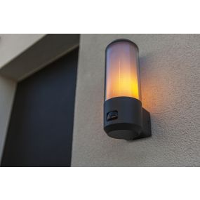 Lutec Heros - buiten wandlamp met sensor - 16 x 9,6 x 26,2 cm - IP44 - donker grijs
