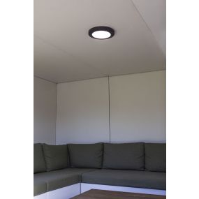Lutec Kayah - plafondverlichting - Ø 30,5 x 4 cm - 16,5W LED incl. - IP54 - donker grijs 