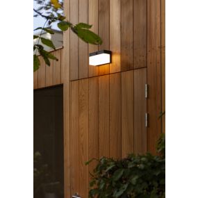 Lutec Fran - buiten wandverlichting op zonne-energie met bewegingsmelder - slimme verlichting - Lutec Connect - 18 x 7,9 x 9,1 cm - 9,7W LED incl. - IP44 - zwart