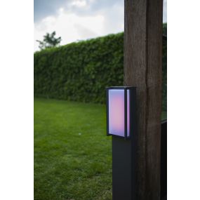Lutec Qubo - tuinpaal - slimme verlichting - Lutec Connect - 11 x 9 x 75 cm - 16W LED incl. - IP54 - donkergrijs