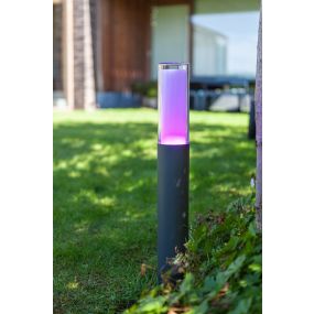 Lutec Dropa - tuinpaal - slimme verlichting -  Lutec Connect - 8,2 x 8,2 x 59 cm - 10W LED incl. - IP44 - donkergrijs