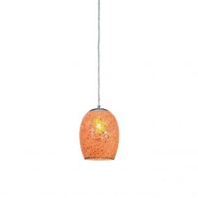 Searchlight Crackle - hanglamp - Ø 18 x 135 cm - oranje craquelé glas