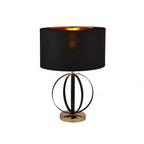 Searchlight - tafellamp - Ø 38 x 58 cm - zwart en goud