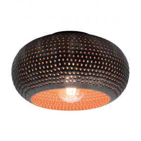 Vico Perforated - plafondverlichting - Ø 35 x 20 cm - zwart bruin