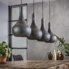 Vico perforated - hanglamp - 130 x 25 x 150 cm - zwart bruin