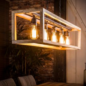 Vico Frame - hanglamp 5L - 125 x 25 x 150 cm - mango hout