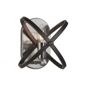 Searchlight Hoopla - wandverlichting - 23 x 20 cm - tin en bruin