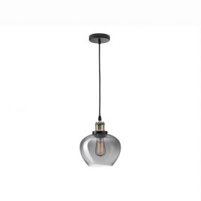 Nova Luce Cedro - hanglamp - Ø 18 x 130 cm - gerookt glas