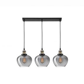 Nova Luce Cedro - hanglamp 3L - 80 x 130 cm - gerookt glas