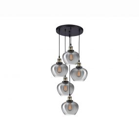 Nova Luce Cedro - hanglamp - Ø 50 x 160 cm - gerookt glas
