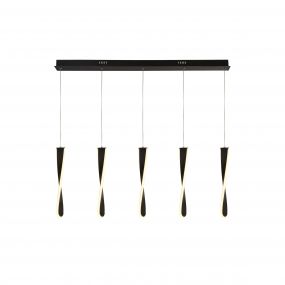 Searchlight Paddle - hanglamp - 120 x 8 x 140 cm - 55W dimbare LED incl. - mat zwart