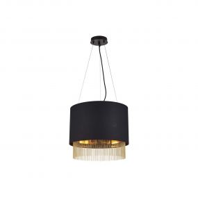 Searchlight Fringe - hanglamp - Ø 40 x 150 cm - zwart