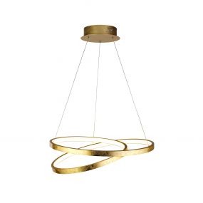 Searchlight Float - hanglamp - Ø 47 x 130 cm - 29W dimbare LED incl. - goud en wit
