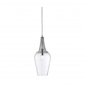 Searchlight Whisk - hanglamp - Ø 16 x 105 cm - chroom en transparant