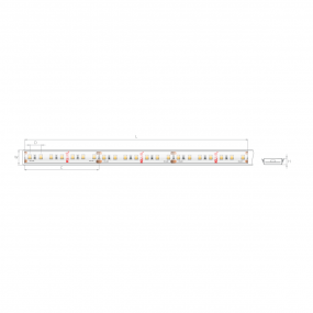 KLUS LED strip - 1cm breed, 500cm lengte - 24Vdc - dimbaar - 9,6W LED per meter - 140 LEDs per meter - IP65 - 2700K