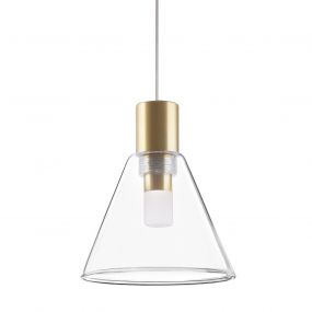 Nova Luce Oiko - hanglamp voor magnetisch profielsysteem- Ø 12 x 80 cm - 5W LED incl. - satijn messing