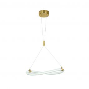 Nova Luce Cerelia - hanglamp - Ø 40 x 120 cm - 15W LED incl. - messing goud en wit