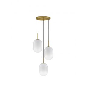 Nova Luce Chrysi - hanglamp - Ø 43 x 120 cm - messing goud en wit